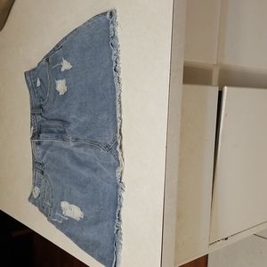 Cotton On 91 Colorblock Asymmetric Raw Hem Denim A-Line Mini Skirt size 10